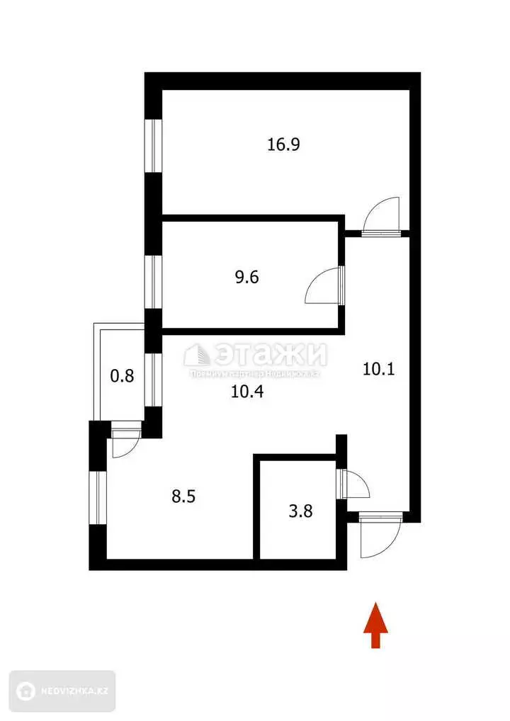 60 м², 3-комнатная квартира, этаж 4 из 5, 60 м², изображение - 1