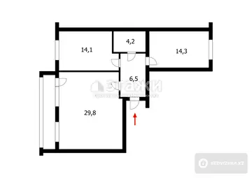 52.9 м², 2-комнатная квартира, этаж 2 из 10, 53 м², изображение - 6