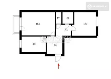 2-комнатная квартира, этаж 2 из 6, 47 м²