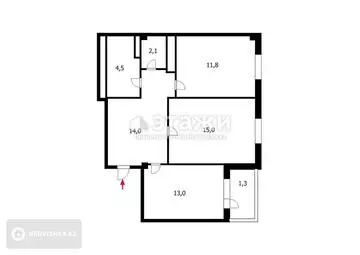 61.5 м², 2-комнатная квартира, этаж 4 из 16, 62 м², изображение - 10