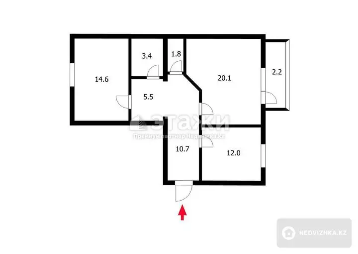 75.8 м², 2-комнатная квартира, этаж 8 из 9, 76 м², изображение - 1