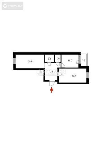 2-комнатная квартира, этаж 4 из 5, 56 м²