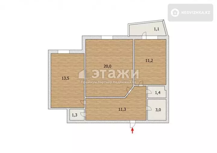 63 м², 2-комнатная квартира, этаж 1 из 10, 63 м², изображение - 1
