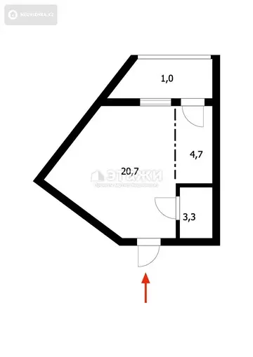 1-комнатная квартира, этаж 1 из 5, 45 м²