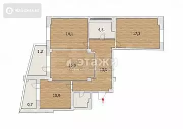 92.4 м², 3-комнатная квартира, этаж 5 из 18, 92 м², изображение - 13