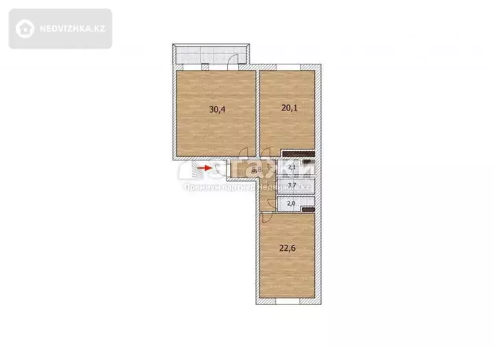 79 м², 2-комнатная квартира, этаж 2 из 6, 79 м², изображение - 1