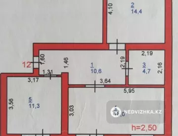 2-комнатная квартира, этаж 3 из 10, 66 м²