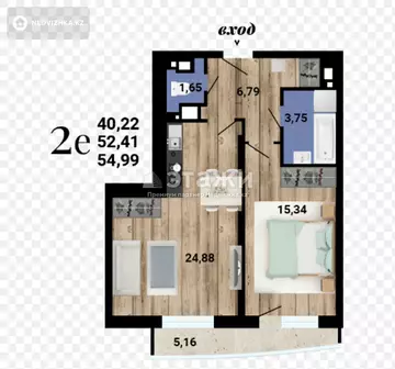 54 м², 2-комнатная квартира, этаж 2 из 12, 54 м², изображение - 15