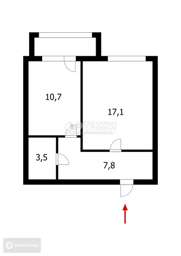 41 м², 1-комнатная квартира, этаж 8 из 9, 41 м², изображение - 17