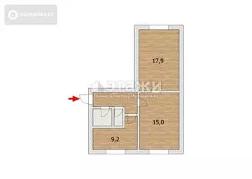 45.8 м², 2-комнатная квартира, этаж 4 из 5, 46 м², изображение - 12