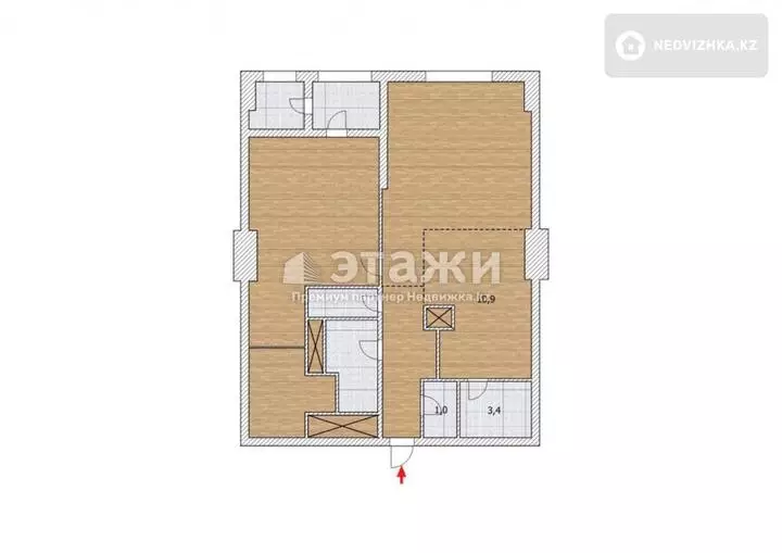 70 м², 2-комнатная квартира, этаж 13 из 34, 70 м², изображение - 1