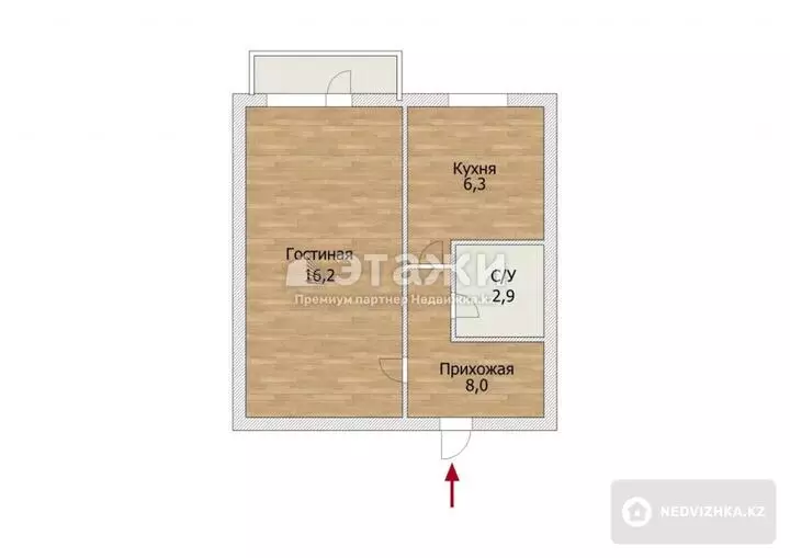 30.6 м², 1-комнатная квартира, этаж 5 из 5, 31 м², изображение - 1