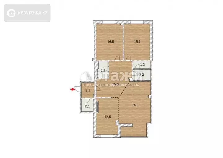 100 м², 3-комнатная квартира, этаж 5 из 12, 100 м², изображение - 1