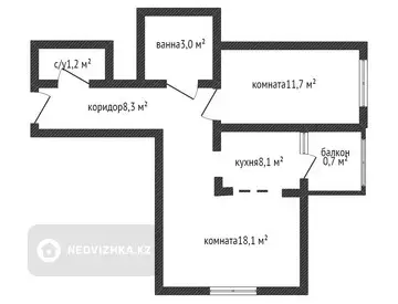 51.1 м², 2-комнатная квартира, этаж 8 из 9, 51 м², изображение - 7