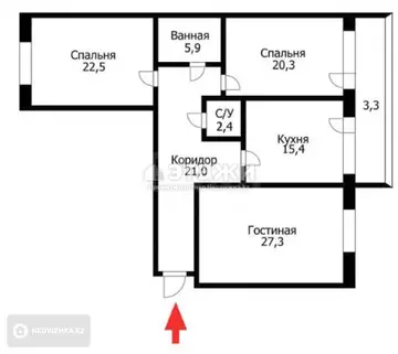 109 м², 3-комнатная квартира, этаж 3 из 15, 109 м², изображение - 10