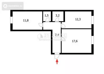 52 м², 2-комнатная квартира, этаж 2 из 6, 52 м², изображение - 6