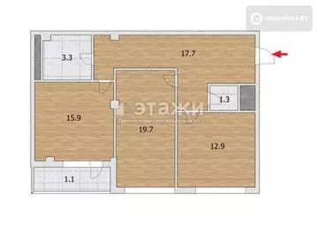 74.4 м², 2-комнатная квартира, этаж 12 из 12, 74 м², изображение - 15