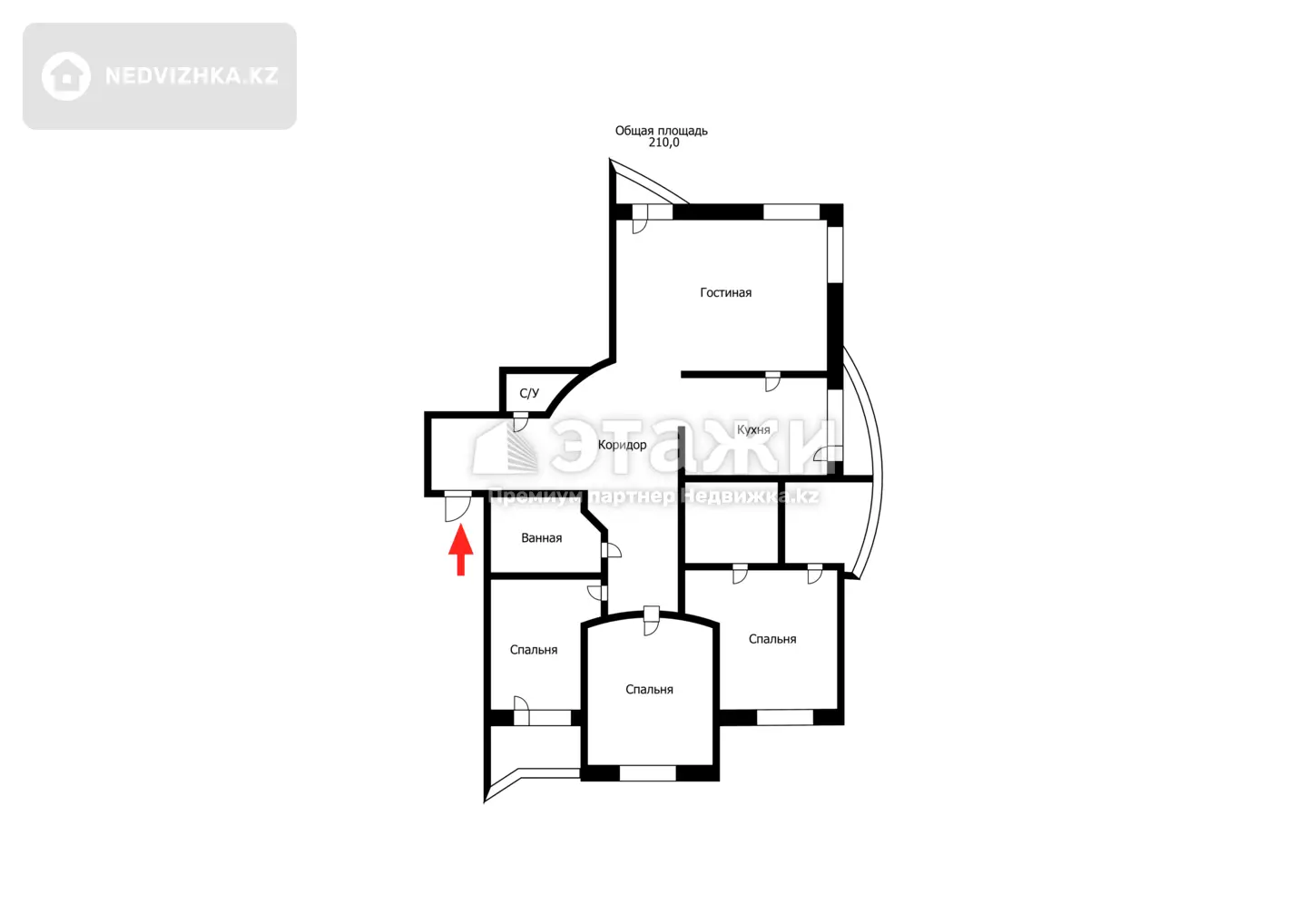 Продажа 4-комнатной квартиры - #3VPX: этаж 6 из 20, 208 м² в Астана,  Республики пр. 3 за 206000000 - Недвижка.kz