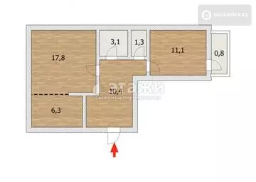 52 м², 2-комнатная квартира, этаж 4 из 5, 52 м², изображение - 1