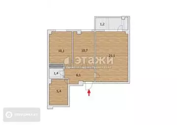 60.3 м², 2-комнатная квартира, этаж 8 из 14, 60 м², изображение - 2