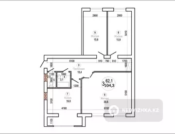 104 м², 3-комнатная квартира, этаж 7 из 7, 104 м², изображение - 0