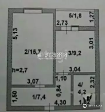 38.3 м², 1-комнатная квартира, этаж 2 из 9, 38 м², изображение - 16