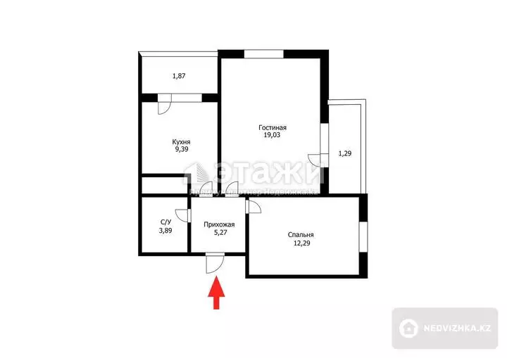 43 м², 2-комнатная квартира, этаж 14 из 22, 43 м², изображение - 1