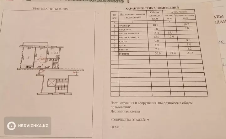 50.6 м², 2-комнатная квартира, этаж 3 из 9, 51 м², изображение - 1