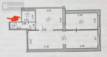 2-комнатная квартира, этаж 3 из 15, 76 м²