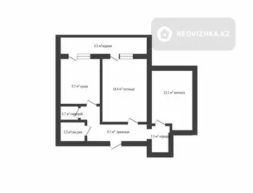 65 м², 2-комнатная квартира, этаж 9 из 9, 65 м², изображение - 4