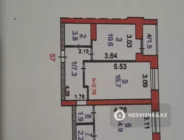 59.8 м², 2-комнатная квартира, этаж 1 из 9, 60 м², изображение - 2