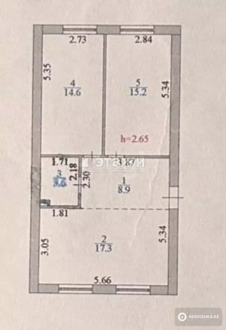 59.6 м², 3-комнатная квартира, этаж 1 из 3, 60 м², изображение - 1