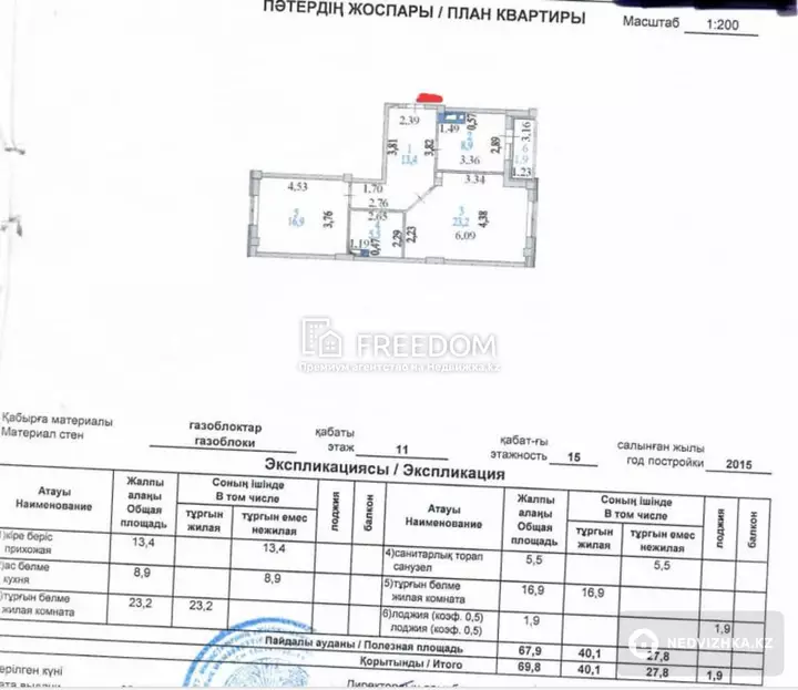 70 м², 2-комнатная квартира, этаж 11 из 15, 70 м², изображение - 1