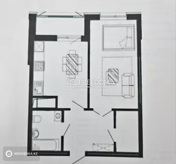 1-комнатная квартира, этаж 6 из 12, 45 м²