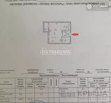 43.9 м², 1-комнатная квартира, этаж 16 из 24, 44 м², изображение - 0