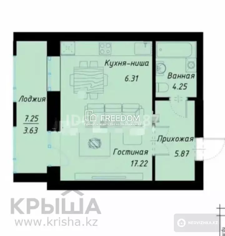 37 м², 1-комнатная квартира, этаж 8 из 12, 37 м², изображение - 1