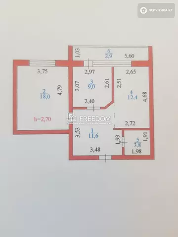 56 м², 2-комнатная квартира, этаж 9 из 9, 56 м², изображение - 11