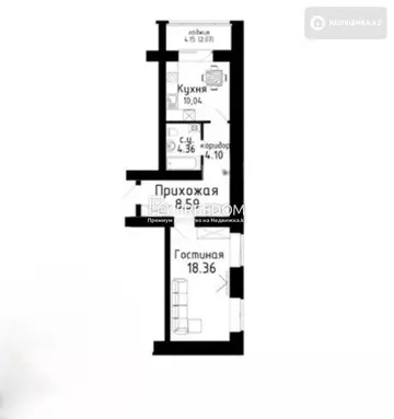 1-комнатная квартира, этаж 3 из 12, 47 м²