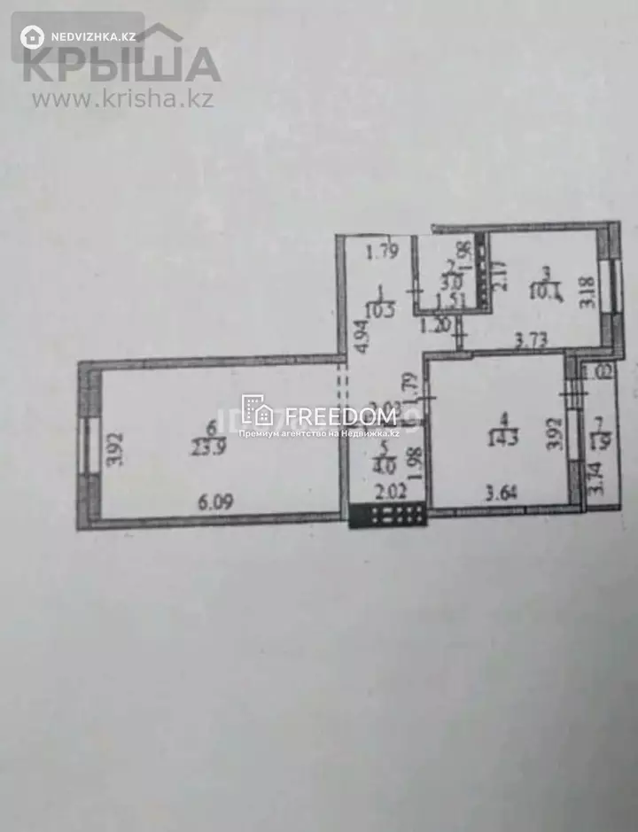 68 м², 2-комнатная квартира, этаж 1 из 9, 68 м², изображение - 1