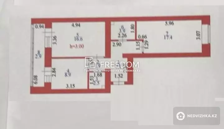 61 м², 2-комнатная квартира, этаж 8 из 9, 61 м², изображение - 1