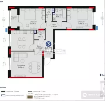 96 м², 3-комнатная квартира, этаж 8 из 9, 96 м², изображение - 7