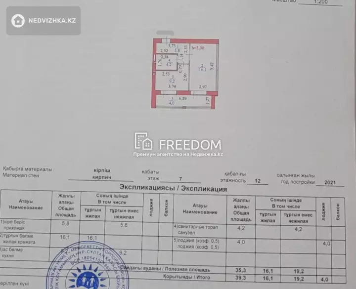 39.3 м², 1-комнатная квартира, этаж 7 из 12, 39 м², изображение - 1