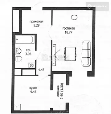 42.64 м², 1-комнатная квартира, этаж 16 из 16, 43 м², изображение - 5