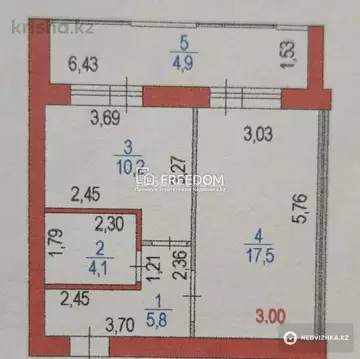 1-комнатная квартира, этаж 4 из 12, 42 м²