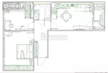 57 м², 2-комнатная квартира, этаж 6 из 9, 57 м², изображение - 10