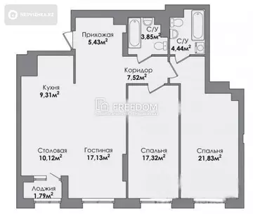 98 м², 3-комнатная квартира, этаж 2 из 16, 98 м², изображение - 0