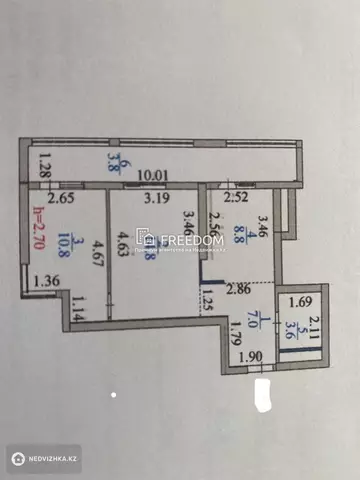 57.8 м², 2-комнатная квартира, этаж 8 из 18, 58 м², изображение - 5