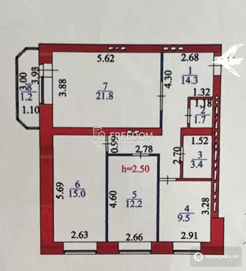 80 м², 3-комнатная квартира, этаж 6 из 9, 80 м², изображение - 10