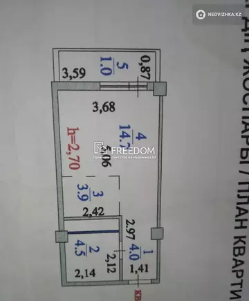 28 м², 1-комнатная квартира, этаж 11 из 14, 28 м², изображение - 5