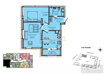 59 м², 2-комнатная квартира, этаж 11 из 18, 59 м², изображение - 10